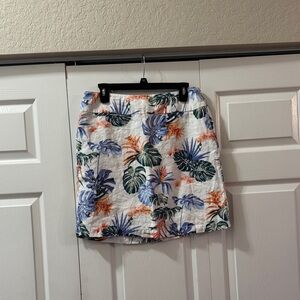 Tommy Bahama Tropical Leaf Mini Skirt - White, Green, Orange, Blue